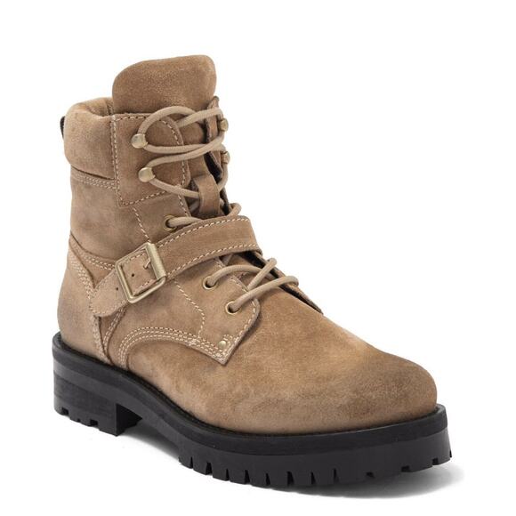 AllSaints Paulina Suede Buckle Boot In Desert Sand Women’s Size 8 - Picture 1 of 15